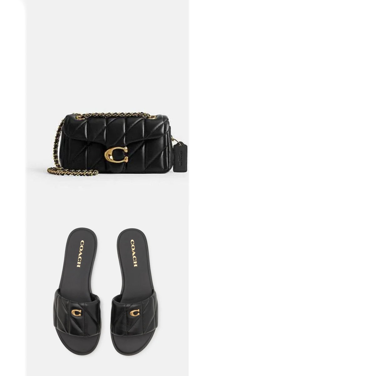 Coach Shoulder Bag + Sandals (Black)