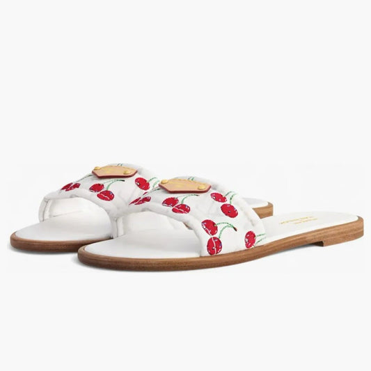 L.V cherry lily flats